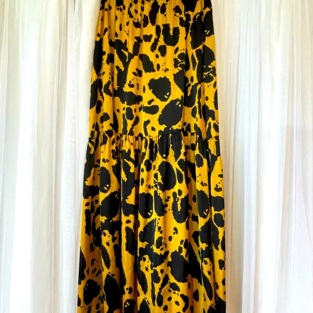 ANTHRO | Women’s S | gold cow print maxi skirt